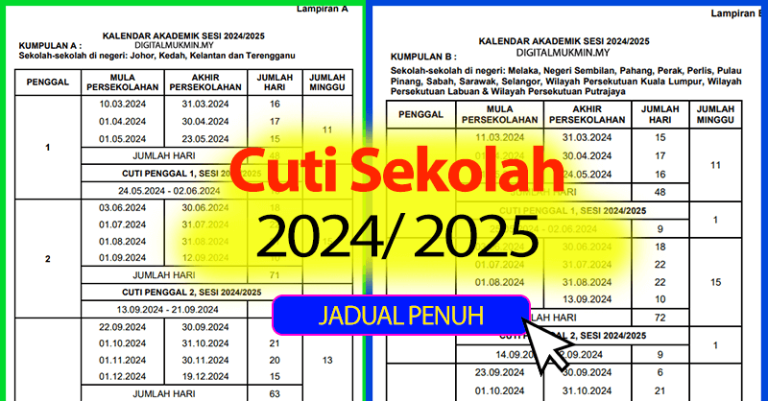 KPM : Cuti Sekolah 2024 / 2025 Cuti Penggal Kalendar Takwim Malaysia ...